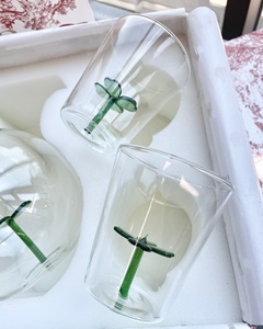 Hot Sale Creative Design Lucky Four-Leaf Clover Glass <b>Cup</b> High Borosilicate Juice <b>Cup</b> Transparent Milk <b>Cup</b> <b>Set</b> for Gift - Product Image 3