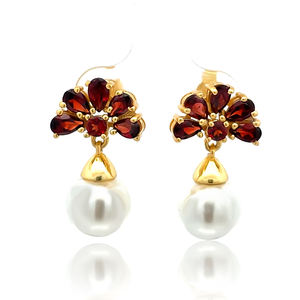 Pendientes de borla de perlas de flores, pendientes de temperamento ligero de moda retro, colección de pendientes pequeños de gama alta - Product Image 1