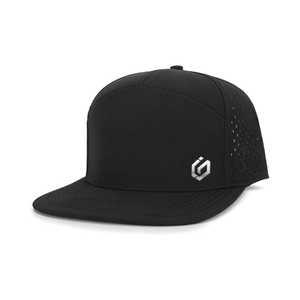 Haute qualité structuré 7 panneau trou découpé au laser perforé chapeau de Golf bord plat Logo en métal personnalisé Snapback casquette étanche pour le Sport - Product Image 5