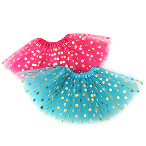 Robe de fête d'anniversaire en gros Toddler Girls 3 Layer Sparkle Skirt Golden Polka Dot Sequin Skirts - Product Image 4