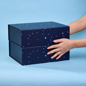 Boîte cadeau bleue avec couvercle-boîte cadeau magnétique-boîtes-cadeaux Galaxy pour cadeaux, fête d'anniversaire, vacances, Noël-grand étoilé - Product Image 4