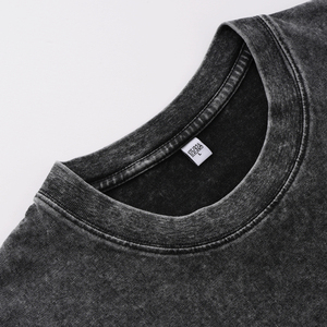 Luxe hommes 100% coton t-shirt de haute qualité blanc Vintage Logo personnalisé fané surdimensionné lavé à l'acide t-shirt - Product Image 5