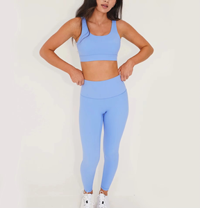 Ensemble de 2 pièces pour femmes, soutien-gorge de sport et leggings respirants à taille haute avec cordon de serrage, vêtements de sport pour la salle de sport, entraînement, fitness, vêtements de sport assortis - Product Image 1