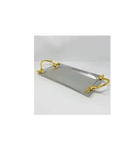 Elegante bandeja de metal para chocolate con acabado brillante y bordes elevados, perfecta para exhibir dulces, bodas y fiestas - Product Image 6