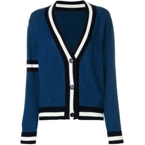 Cheap School College <b>Cardigan</b> Uniform Class Autumn Winter Sweater Outerwear purple white black Long Sleeve <b>Knitted</b> Sweater - Product Image 4