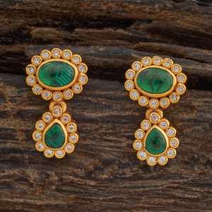 Pendientes Colgantes de Plata con Perla de Agua Dulce Chapada en Oro y Diamantes en Forma de Flor para Boda/Fiesta 181807 - Product Image 5
