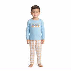 Ensemble T-shirt à manches longues en coton imprimé dinde de Thanksgiving et short à carreaux pour garçons de 2 à 4 ans, style chinois, tenue décontractée Longlv - Product Image 3