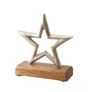 Statue de cerf en aluminium argenté antique Base en bois de manguier naturel Artisanat écologique Décor de Noël Figurine de renne moderne - Product Image 5