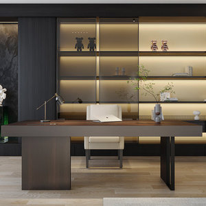 Italian Minimalist Solid Wood <b>Office</b> <b>Desk</b> Smoky Color Rectangular <b>Computer</b> <b>Desk</b> for <b>Home</b> - Product Image 4