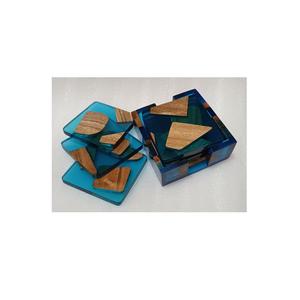 Ensemble de supports de sous-verres en résine et bois de taille personnalisée support de sous-verre en résine de forme carrée pour la maison - Product Image 1