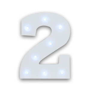 Lumière LED acrylique numéro 2, lumière chaude, alimentée par batterie - Product Image 2