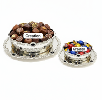 Plateaux de service en métal, nouvelle conception, vente chaude, avec bols pour servir des chocolats et des desserts, fabriqués en acier et en laiton