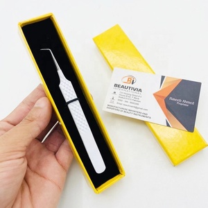 Pinzas de extensión de pestañas profesionales de acero inoxidable de 45 grados, herramienta de belleza sostenible, etiqueta privada probada a mano - Product Image 5