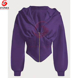 Sudadera Corta con Capucha y Cremallera para Mujer, Diseño Moderno, Logotipo Personalizado, Talla Grande, Transpirable, para Invierno - Product Image 1