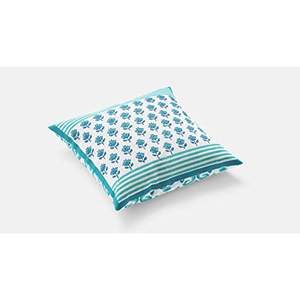 Juego de funda de cojín de algodón con estampado de bloque verde Buti de Rajasthani hecho a mano (5 piezas) 40x40cm - Product Image 6