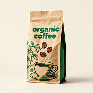 Sac d'emballage pour café imprimé sur mesure de haute qualité 500g, fond plat avec fermeture éclair et valve de sécurité – Nouveauté 2025 en promotion - Product Image 4