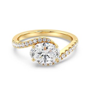 แหวนหมั้นทรงวงรีประดับเพชรแบบพาเว่ - Product Image 1