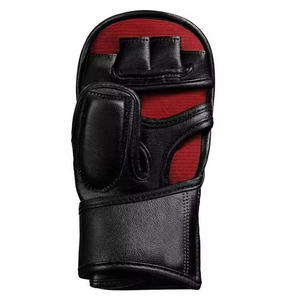Gants de boxe MMA noirs personnalisés pour les arts martiaux et le kickboxing - Cuir PU respirant - Fermeture à boucle et crochets - Unisexe adulte - Product Image 3