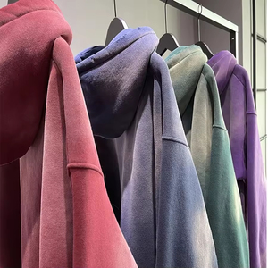 เสื้อฮู้ดแบบสวมหัวสำหรับผู้ชายเสื้อสเวตเชิ้ตผ้าคอตตอนโอเวอร์ไซส์ผ้าปะติด - Product Image 5