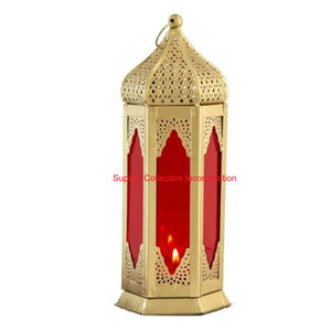 Fabuloso estilo marroquí Metal colgante linterna portavelas Vintage oro Lámpara decorativa para decoración del hogar y decoración de Ramadán - Product Image 2