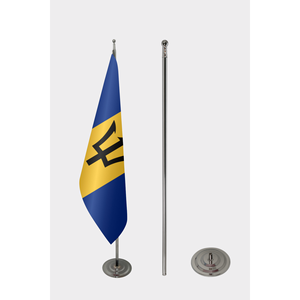 Drapeau d'intérieur officiel de la Barbade 3x5 pieds, imprimé numériquement en polyester, avec mât en aluminium pour l'assurance automobile, l'éducation et les agences de voyage - Product Image 2