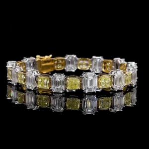 Brazalete de Tenis de Diamantes Cultivados en Laboratorio de Alta Gama, Corte Brillante, Oro Blanco y Amarillo de 14K, EF VS1, 2mm, Chapado en Oro GGL, para Mujer, Compradores Mayoristas - Product Image 1