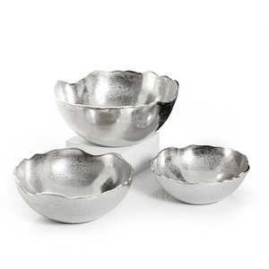 White Royals Silver Handmade Modern Luxury Aluminum Decorative Serving <b>Bowl</b> for Home Wedding <b>Party</b> Nuts Fruits Dish Platter - Product Image 1