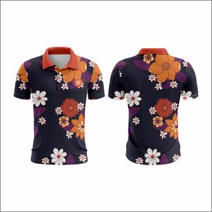 Camisetas de polo de golf informales unisex de talla grande con estampado floral, jersey de tela con cierre de botones, manga corta cómoda que absorbe la humedad - Product Image 4