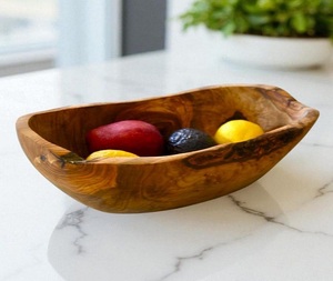 Ensemble de bols d'ustensiles de cuisine en bois respectueux de l'environnement revêtement émaillé grand, moyen et petit bol à salade de fruits en bois de service - Product Image 2