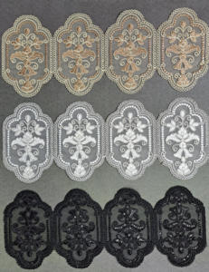 Encaje de poliéster/algodón suave con bordado metálico de lentejuelas y pedrería, tacto suave, para decoración de lehenga nupcial, marca TSL - Product Image 1