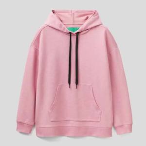 Sweat-shirts en molleton de coton rose à capuche avec cordon de serrage pour femmes, personnalisés avec logo imprimé ou brodé, fabrication OEM, vêtements décontractés - Product Image 2