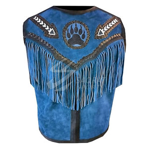 Buena calidad 100% cuero hecho moda chaleco precio razonable transpirable hombres ropa vaquero cuero chaleco para venta en línea - Product Image 3