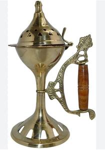 Brûleur d'encens en laiton de style vintage avec poignée en croix porte-encensoir décoratif religieux pour la saison estivale - Product Image 3