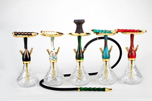 Nueva Cachimba de Diseño de 40 cm, Tamaño Mediano, de Lujo, con Espejo, Metalizado en Oro Rosa, con Manguera de Silicona - Product Image 4