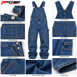 Wholesale Vintage Denim Bib Overalls Adjustable Straps <b>Mens</b> Dungarees <b>for</b> Fashion Retailers Bulk Supply - Product Image 6