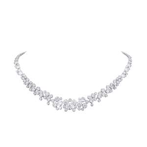 Collier cascade classique en diamants ronds 21,63 carats D VVS, diamants de laboratoire en or blanc 18 carats, pour un usage quotidien, cadeau d'anniversaire - Product Image 4