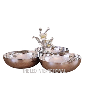 Ensemble de 2 avec cuillère Bol en métal en aluminium d'acier inoxydable servant des aliments servant des fruits Bol de décoration de maison fantaisie - Product Image 5