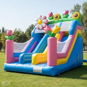 Grand toboggan gonflable d'extérieur sur le thème des fleurs avec bâche en PVC haute densité - Product Image 1