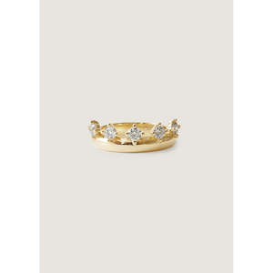 Provence Diamond <b>Crown</b> Ring Stylish Stainless Steel <b>Silver</b> with Gold Rhodium Plating Trendy Geometric Cut Diamond for Engagement - Product Image 6