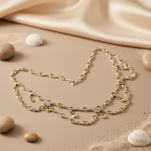 Collar de Cuentas de Plata 925 de Moda para Mujer con Piedra Preciosa de Citrino, Cadenas de Oro de 14K y 18K, Joyería de Diamantes y Perlas, Estilo Religioso - Product Image 2