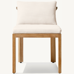 Silla individual sin brazos de madera de teca con estilo moderno, adecuada para uso en jardín o para restaurantes al aire libre. - Product Image 1