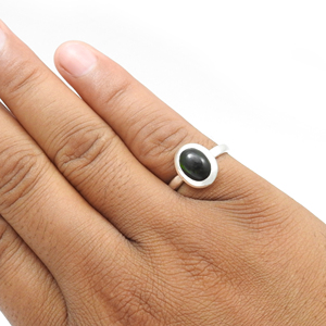 Pierre précieuse d'opale noire naturelle faite à la main en argent sterling 925 bagues en vermeil d'éternité pierre de naissance de luxe bijoux unisexe vente en vrac OEM - Product Image 3