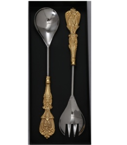 Ensemble de 2 couverts de luxe en acier inoxydable avec poignée plaquée 2 tons Ensemble de couverts de la plus haute qualité au prix de vente global - Product Image 2