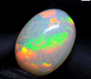 Opale éthiopienne en nid d'abeille magnifique - Pierre précieuse cabochon de forme ovale - Pierres d'opale en vrac - Pierre lisse naturelle de peau de serpent de Welo pour elle - Product Image 3