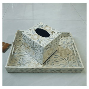 Caja de pañuelos de madera con incrustaciones de nácar, artesanal, para decoración de lujo del hogar, Vietnam - Product Image 1