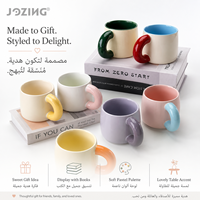 Tasses en céramique mignonnes en gros, en stock, prix d'usine, avec poignée épaisse et blocs de couleur, pour cadeaux promotionnels