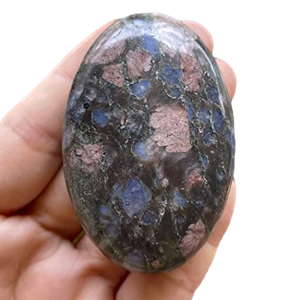 Piedra de cristal azul para sanación de Rhyolite, piedra de Palma pulida, ovalada, para aliviar la ansiedad y la meditación - Product Image 1