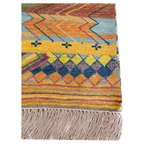 Tapis géométrique en laine, bambou et soie Freedom Manchaha Gold Style Classique 9x12 pour la maison et le couloir, noué à la main - Les-8335 - Product Image 4