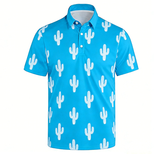 Chemises de golf polo de luxe personnalisées de haute qualité en spandex et polyester à manches courtes, taille plus, motif imprimé intégral avec broderie - Product Image 1