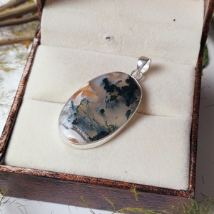 จี้พลอยมอสอาเกตสีส้มรูปวงรีเงิน 925 – เครื่องประดับทำมือสำหรับทุกเพศ – จี้ขายส่ง - Product Image 4